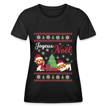 Christmas Sweet Beagle Kawaii - Women's Functional T-Shirt - black - Front - AI Model Female 172 light (172cm)