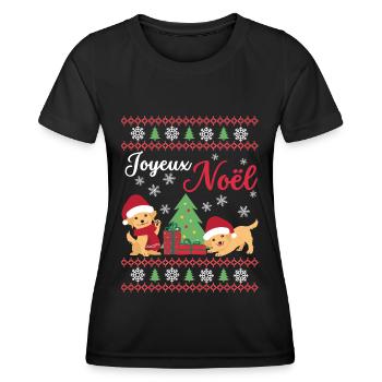 Christmas Sweet Golden Retriever Kawaii - Women's Functional T-Shirt - black - Front - AI Model Female 172 light (172cm)