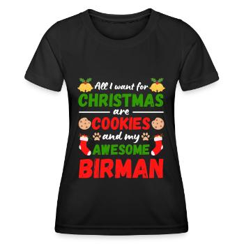 Biscuits de chat birmans de Noël - T-shirt sport Femme - noir - Devant - AI Model Female 172 light (172cm)
