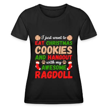 Weihnachten Ragdoll Katze Kekse - Frauen Funktions-T-Shirt - Schwarz - Vorne - AI Model Female 172 light (172cm)