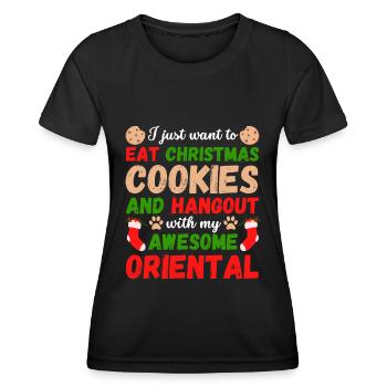 Weihnachten Orientalische Katze Kekse - Frauen Funktions-T-Shirt - Schwarz - Vorne - AI Model Female 172 light (172cm)