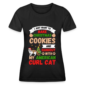 Biscuits de cuisson de noël American Curl Cat - T-shirt sport Femme - noir - Devant - AI Model Female 172 light (172cm)