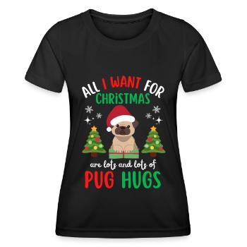 Weihnachten Süßer Mops Liebhaber Kawaii - Frauen Funktions-T-Shirt - Schwarz - Vorne - AI Model Female 172 light (172cm)