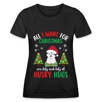Christmas Sweet Husky Lover Kawaii - Women's Functional T-Shirt - black - Front - AI Model Female 172 light (172cm)