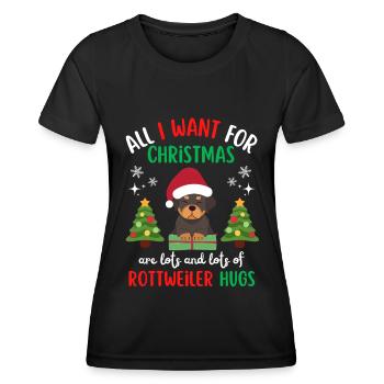 Christmas Sweet Rottweiler Lover Kawaii - Women's Functional T-Shirt - black - Front - AI Model Female 172 light (172cm)