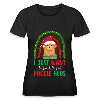 Frohe Weihnachten Süßer Pudel Kawaii - Frauen Funktions-T-Shirt - Schwarz - Vorne - AI Model Female 172 light (172cm)
