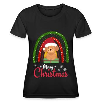 Frohe Weihnachten Süßer Pudel Kawaii - Frauen Funktions-T-Shirt - Schwarz - Vorne - AI Model Female 172 light (172cm)