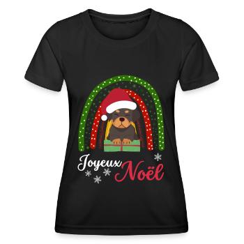 Christmas Sweet Rottweiler Lover Kawaii - Women's Functional T-Shirt - black - Front - AI Model Female 172 light (172cm)