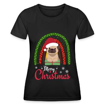 Weihnachten Süßer Mops Liebhaber Kawaii - Frauen Funktions-T-Shirt - Schwarz - Vorne - AI Model Female 172 light (172cm)