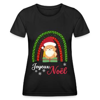 Noël Sweet Dwarf Spitz Lover Kawaii - T-shirt sport Femme - noir - Devant - AI Model Female 172 light (172cm)