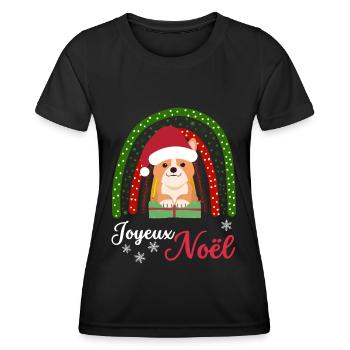 Noël Sweet Welsh Corgi Kawaii - T-shirt sport Femme - noir - Devant - AI Model Female 172 light (172cm)