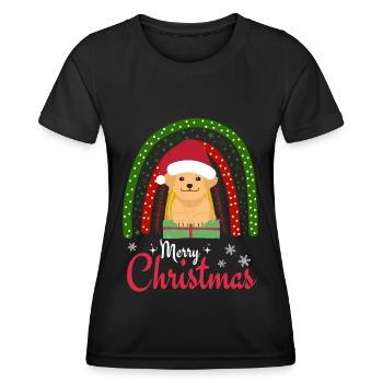 Christmas Sweet Golden Retriever Kawaii - Women's Functional T-Shirt - black - Front - AI Model Female 172 light (172cm)