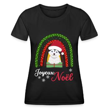 Christmas Sweet Husky Lover Kawaii - Women's Functional T-Shirt - black - Front - AI Model Female 172 light (172cm)
