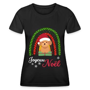 Frohe Weihnachten Süßer Pudel Kawaii - Frauen Funktions-T-Shirt - Schwarz - Vorne - AI Model Female 172 light (172cm)