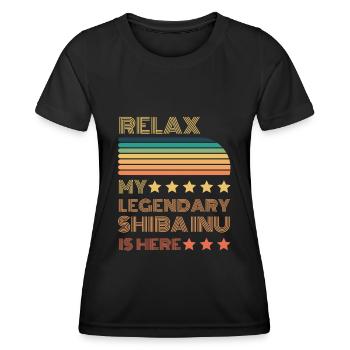 Relax my legendary Shiba Inu is here Retro - Women's Functional T-Shirt - black - Front - AI Model Female 172 light (172cm)