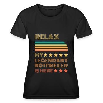 Relax my legendary Rottweiler is here Retro - Women's Functional T-Shirt - black - Front - AI Model Female 172 light (172cm)