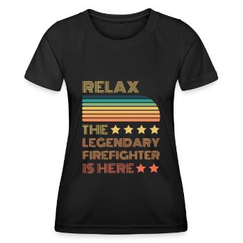 Détendez-vous le pompier légendaire est rétro - T-shirt sport Femme - noir - Devant - AI Model Female 172 light (172cm)