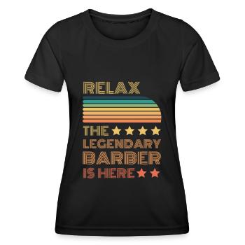 Détendez-vous le barbier légendaire est rétro ici - T-shirt sport Femme - noir - Devant - AI Model Female 172 light (172cm)