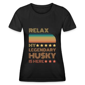 Relax my legendary Husky is here Retro - Women's Functional T-Shirt - black - Front - AI Model Female 172 light (172cm)
