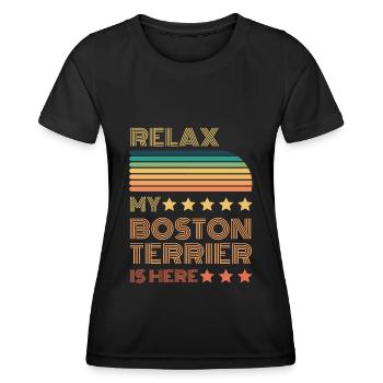 Relax my legendary Boston Terrier is here Retro - Women's Functional T-Shirt - black - Front - AI Model Female 172 light (172cm)