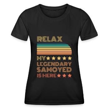 Relax my legendary Samojede is here Retro - Women's Functional T-Shirt - black - Front - AI Model Female 172 light (172cm)