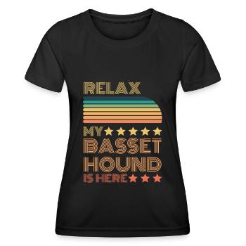 Relax my legendary Basset Hound is here Retro - Women's Functional T-Shirt - black - Front - AI Model Female 172 light (172cm)