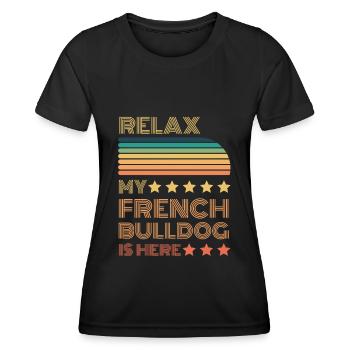 Relax my legendary French Bulldog here Retro - Women's Functional T-Shirt - black - Front - AI Model Female 172 light (172cm)