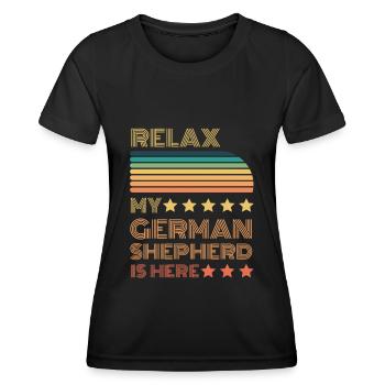 Relax my legendary German Shepherd is here Retro - Women's Functional T-Shirt - black - Front - AI Model Female 172 light (172cm)