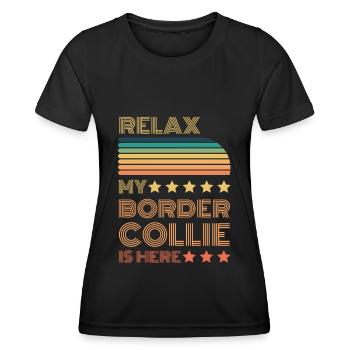 Relax my legendary Border Collie is here Retro - Women's Functional T-Shirt - black - Front - AI Model Female 172 light (172cm)