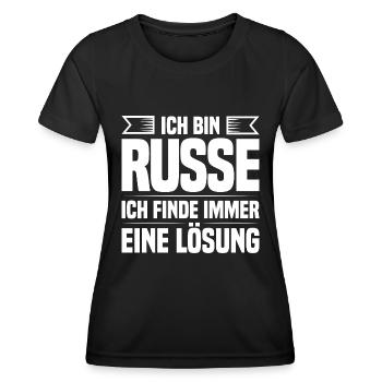 Ich bin Russe ich finde immer eine Lösung - Frauen Funktions-T-Shirt - Schwarz - Vorne - AI Model Female 172 light (172cm)