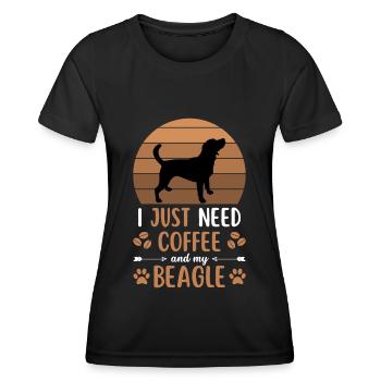 Beagle Coffee Retro Dog Cafe - Women's Functional T-Shirt - black - Front - AI Model Female 172 light (172cm)