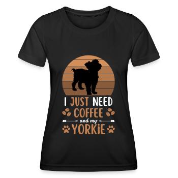 Yorkshire Terrier Café Rétro Dog Cafe - T-shirt sport Femme - noir - Devant - AI Model Female 172 light (172cm)