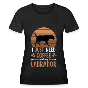 Labrador Coffee Retro Dog Cafe - T-shirt sport Femme - noir - Devant - AI Model Female 172 light (172cm)
