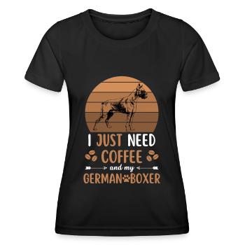 Boxer allemand Café Rétro Dog Cafe - T-shirt sport Femme - noir - Devant - AI Model Female 172 light (172cm)