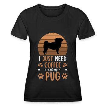 Carlin café rétro chien café - T-shirt sport Femme - noir - Devant - AI Model Female 172 light (172cm)