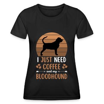 Bloodhound Coffee Retro Dog Cafe - T-shirt sport Femme - noir - Devant - AI Model Female 172 light (172cm)