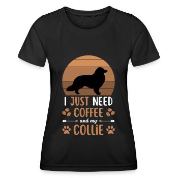 café colley café chien rétro - T-shirt sport Femme - noir - Devant - AI Model Female 172 light (172cm)