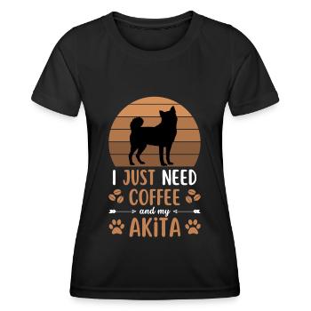 Akita Café Rétro - T-shirt sport Femme - noir - Devant - AI Model Female 172 light (172cm)
