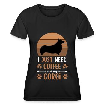 Welsh Corgi Café Rétro Chien Café - T-shirt sport Femme - noir - Devant - AI Model Female 172 light (172cm)
