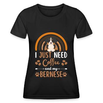 Cute bernese mountain dog coffee dog cafe kawaii - Women's Functional T-Shirt - black - Front - AI Model Female 172 light (172cm)