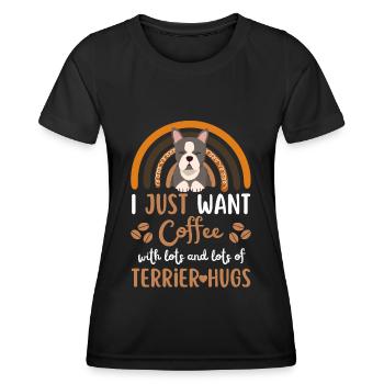 Mignon boston terrier café chien café kawaii - T-shirt sport Femme - noir - Devant - AI Model Female 172 light (172cm)