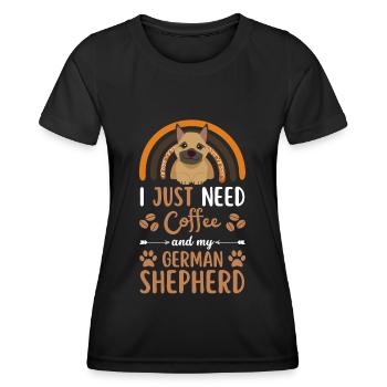 Sweet German Shepherd Coffee cafe kawaii - Women's Functional T-Shirt - black - Front - AI Model Female 172 light (172cm)