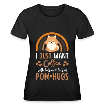 Sweet Dwarf Spitz Coffee Dog Cafe kawaii - Women's Functional T-Shirt - black - Front - AI Model Female 172 light (172cm)