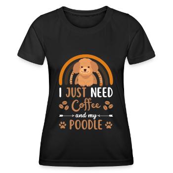 Caniche doux Café Chien Café kawaii - T-shirt sport Femme - noir - Devant - AI Model Female 172 light (172cm)