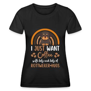 Mignon rottweiler café chien café kawaii - T-shirt sport Femme - noir - Devant - AI Model Female 172 light (172cm)