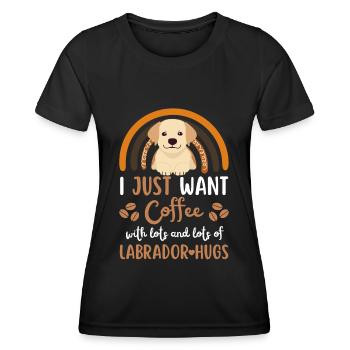 Mignon labrador café chien café kawaii - T-shirt sport Femme - noir - Devant - AI Model Female 172 light (172cm)