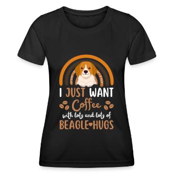 Cute beagle coffee dog cafe kawaii - Women's Functional T-Shirt - black - Front - AI Model Female 172 light (172cm)