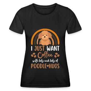 Mignon caniche café chien café kawaii - T-shirt sport Femme - noir - Devant - AI Model Female 172 light (172cm)