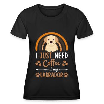Sweet Labrador Coffee Dog Cafe kawaii - T-shirt sport Femme - noir - Devant - AI Model Female 172 light (172cm)