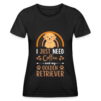 Sweet Golden Retriever Café Chien Café kawaii - T-shirt sport Femme - noir - Devant - AI Model Female 172 light (172cm)
